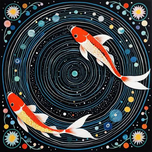 Cosmic Koi Fish in Vibrant Abstract Style