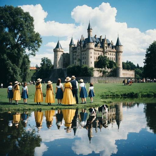 Group in Traditional Dress by Historic Castle