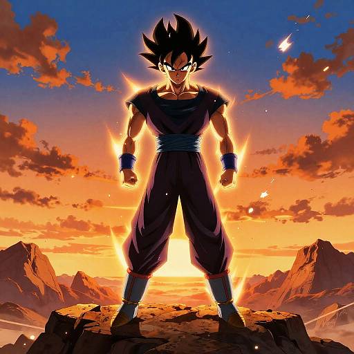 Vegito Silhouette on Rocky Cliff