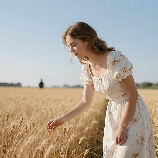 Young Woman in Golden Wheat Field