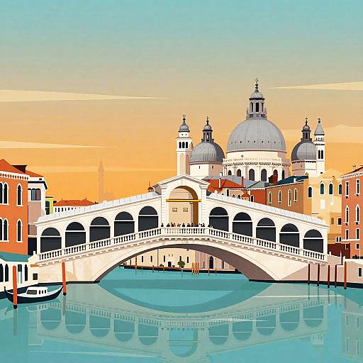 Venice Landmarks Vector Illustration