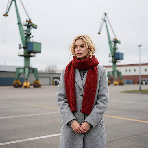 Lonely Blonde Woman in Industrial Setting