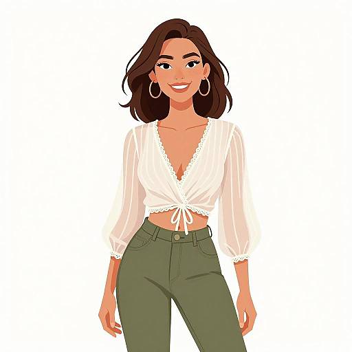 Smiling Woman in Bohemian Outfit