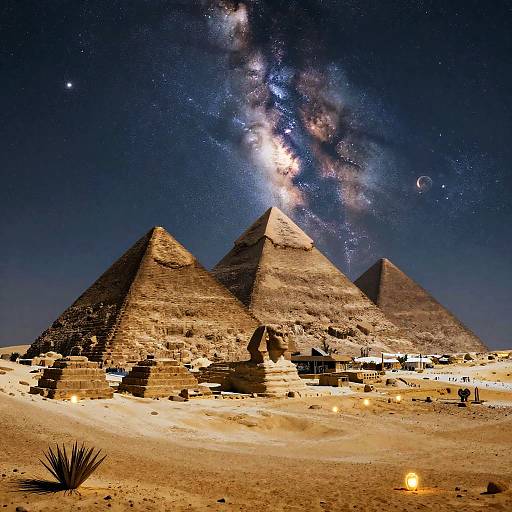 Gizeh Pyramids Under Starry Night
