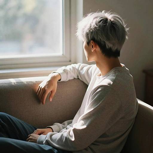 Solo Male Sitting Indoors by Window