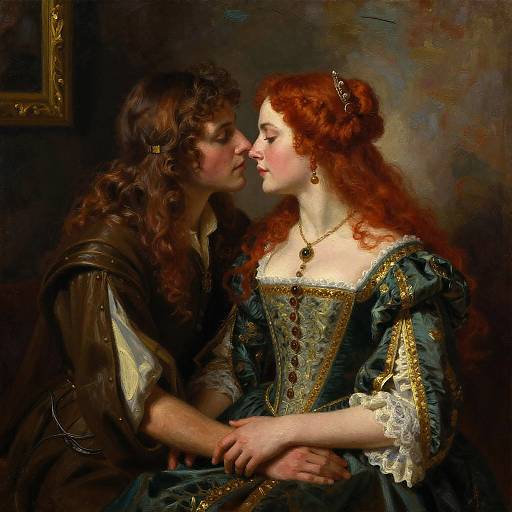 Red-Haired Renaissance Lovers Portrait