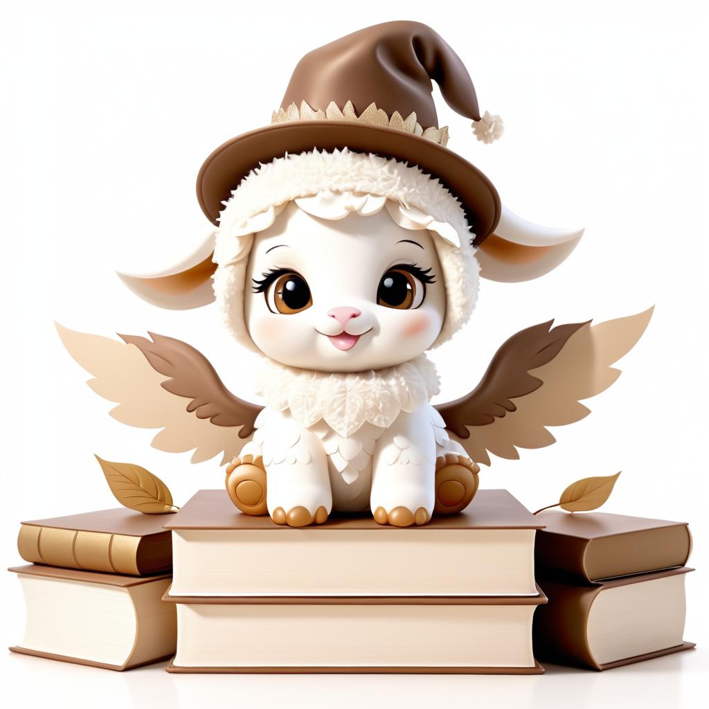 Adorable Cartoon Baby Lamb with Wings