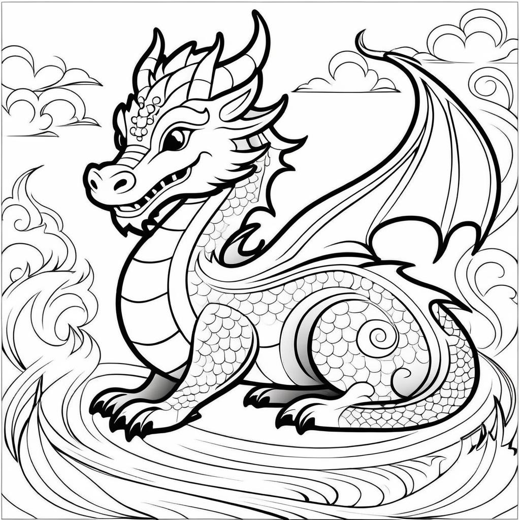 Kid-Friendly Dragon Coloring Page Design