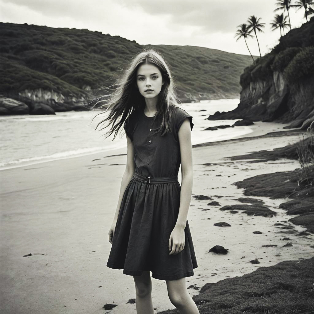 Playful Teenage Girl in Vacation Outfit