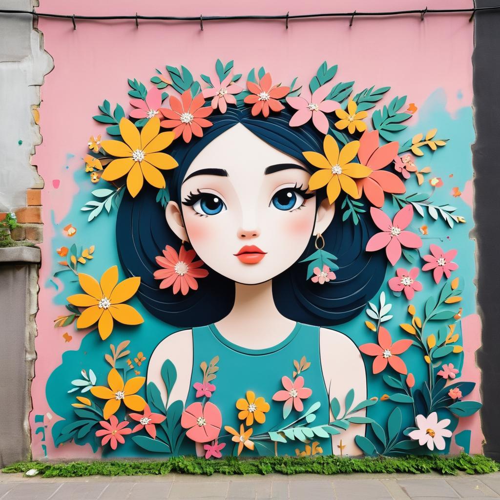 Cartoon Character with Floral Urban Flair