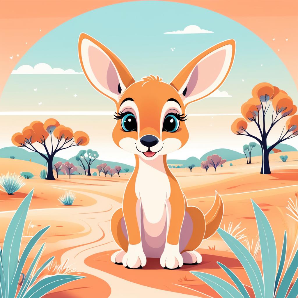 Whimsical Baby Kangaroo Illustration