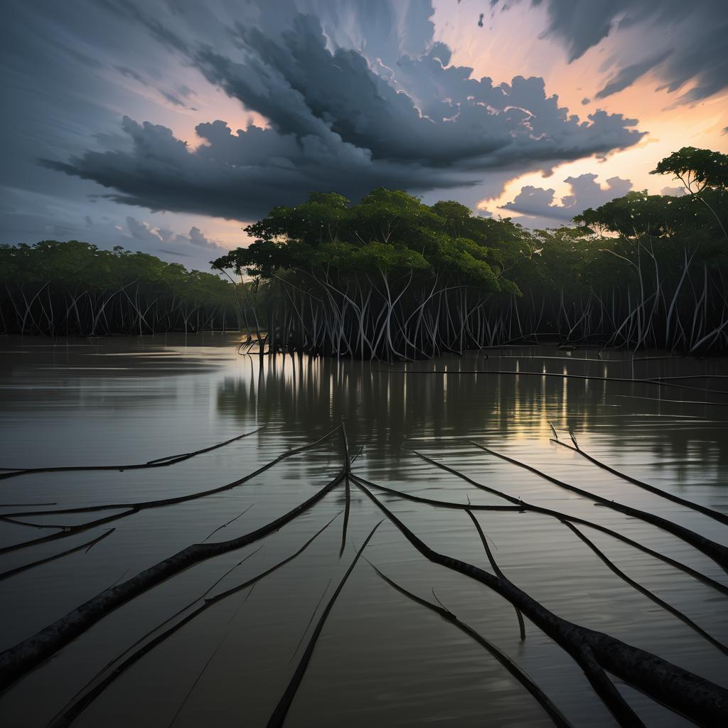 Moody Mangrove Estuary at Dusk