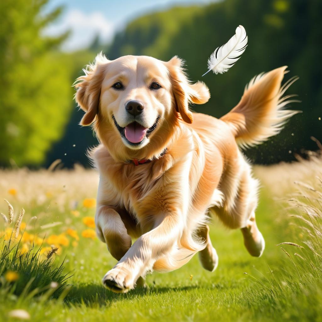 Joyful Puppy Play in Sunny Meadow