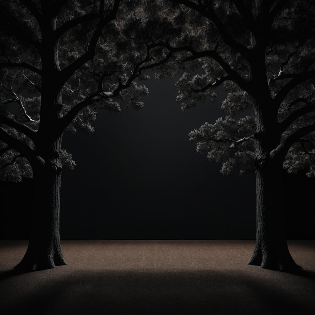 Dark Canvas with Majestic Oak Tree