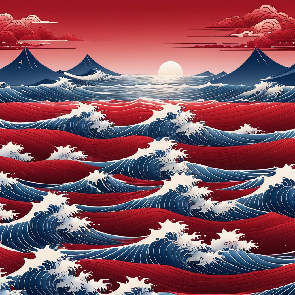 Crimson Ocean in Edo-Period Style