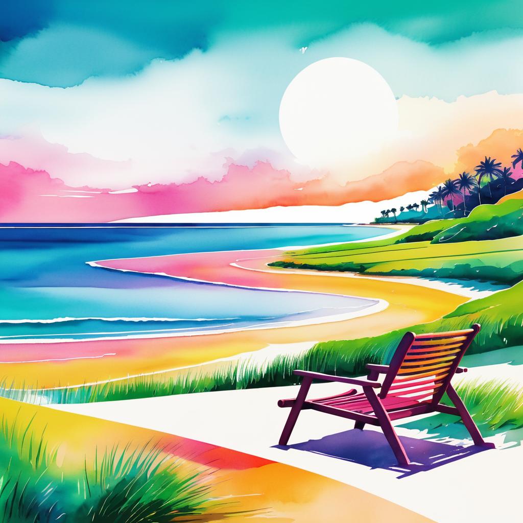 Vibrant Spring Beach Watercolor Poster