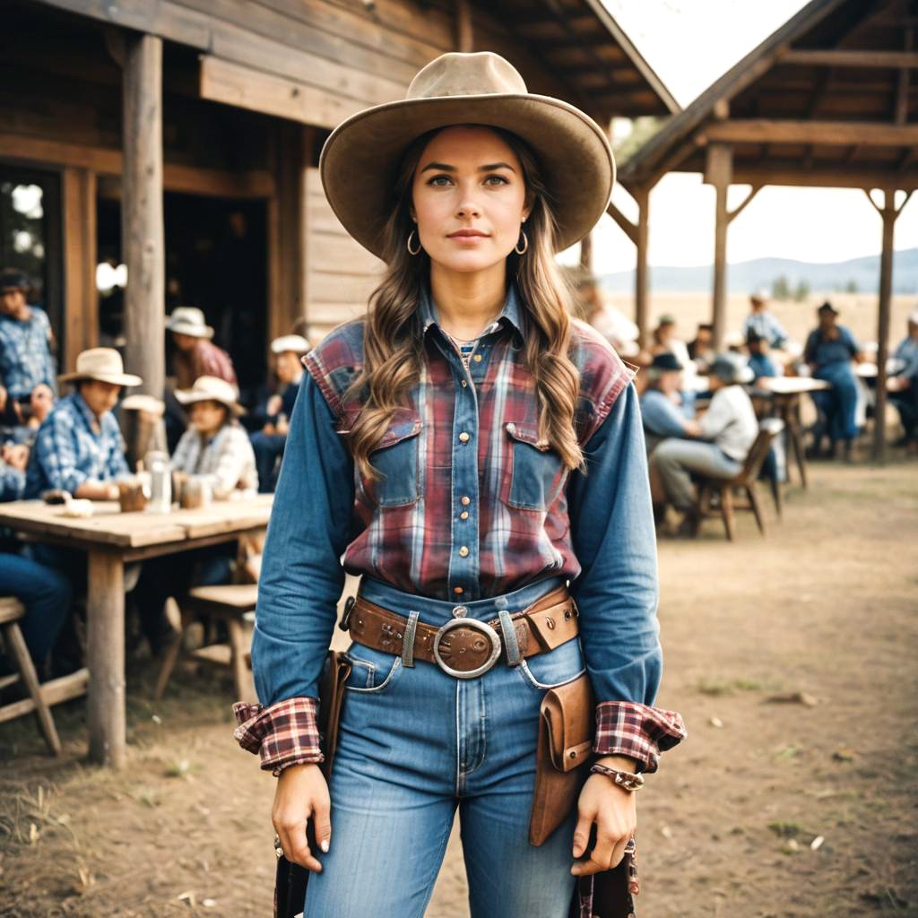 Rustic Cowgirl Figure in Cultural Celebration