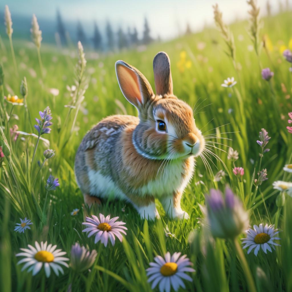 Charming Rabbit in a Blooming Meadow