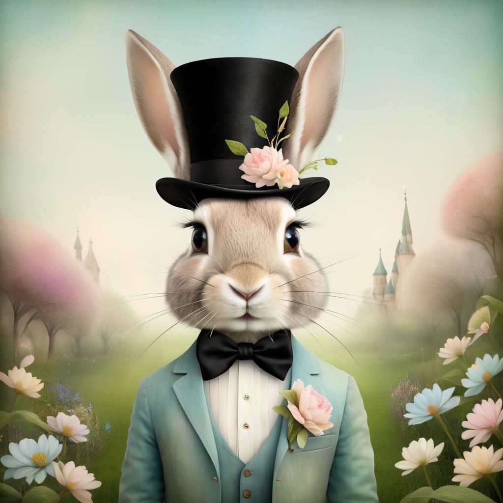 Charming Rabbit in a Blooming Garden