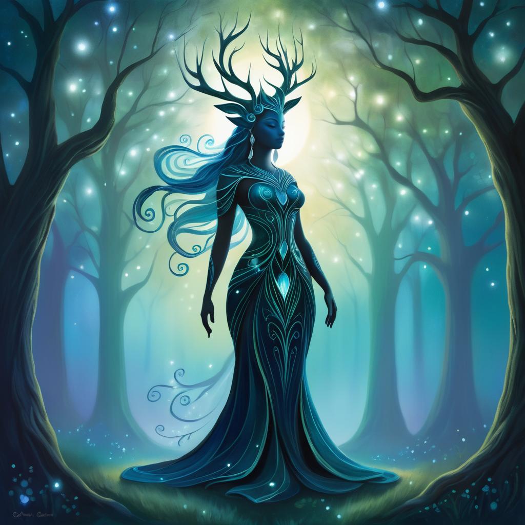 Mystical Tree Spirit in Twilight Grove