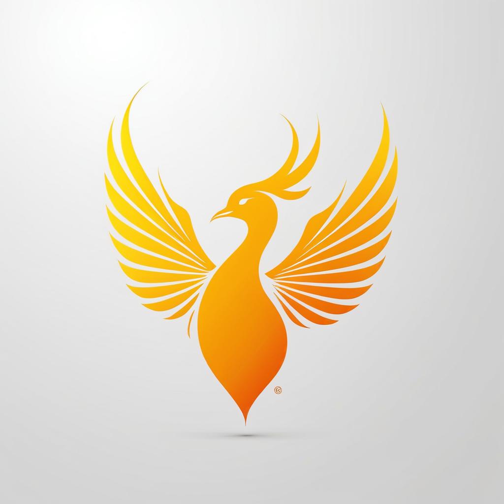 Minimalist Yellow Phoenix Logo Design