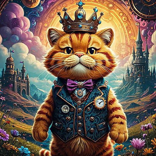Anthropomorphic Cat Royalty in Steampunk Vest