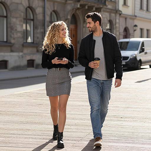 Happy Young Adults Strolling on Deck