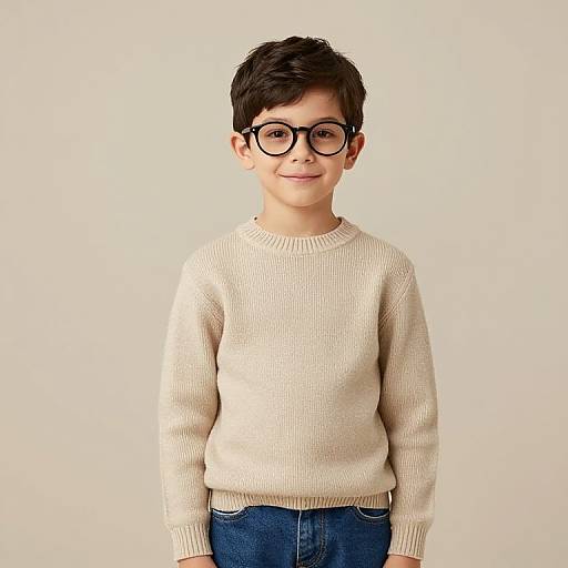 Boy Wearing Glasses and Casual Outfit
