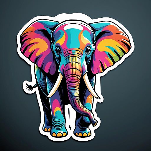 Whimsical Colorful Elephant Sticker Design Whimsical Colorful Elephant Sticker Design