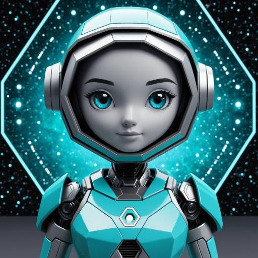 Cute Futuristic Robot Girl with Hexagonal Helmet