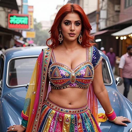 Bold Indian Woman in Cinematic Costume