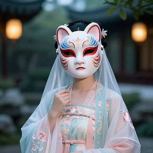 Hanfu Mask with Mystical Garden