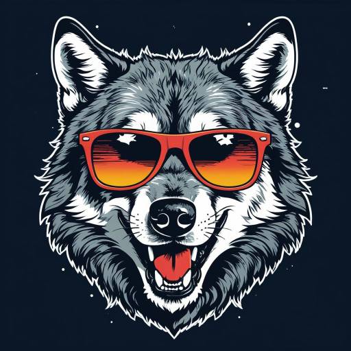 Retro Wolf in Sunglasses T-Shirt Design Retro Wolf in Sunglasses T-Shirt Design