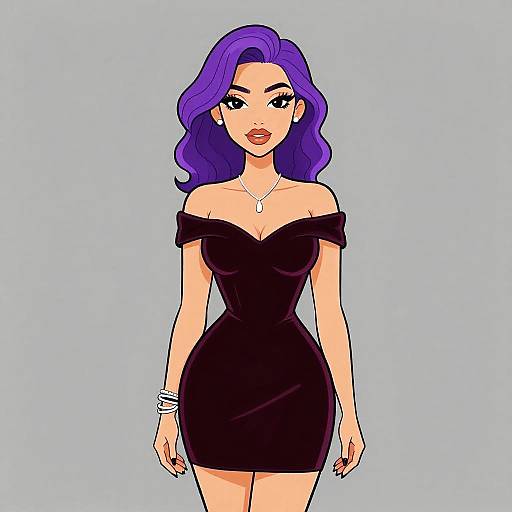 Stylish Woman in Burgundy Velvet Mini Dress