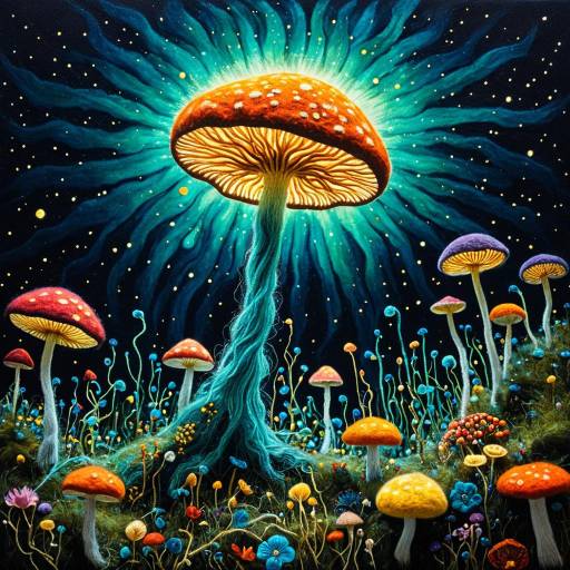 Felted Cosmic Bioluminescent Fungi