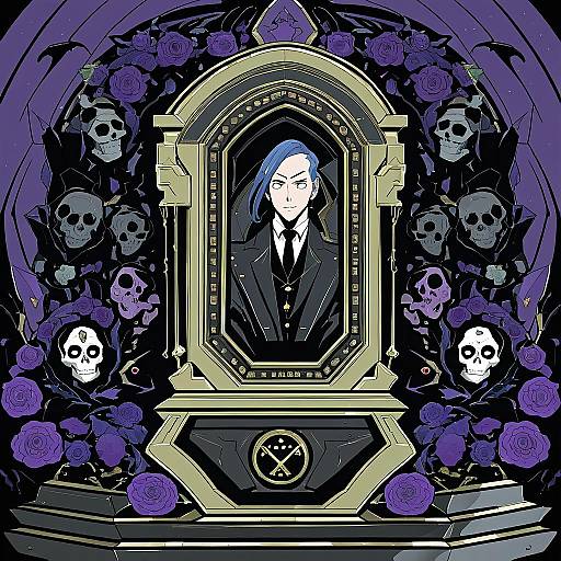 Illustration of Andrew graves, the coffin of andy and leyley in the style of Hori (hori no su)
