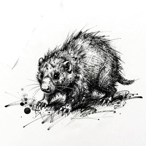 Chaotic Silverpoint Mole Sketch