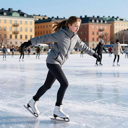 AI Swedish Skater on Frozen Harbor