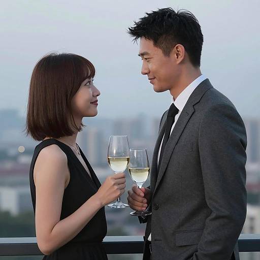 Couple Toasting with Wine on Balcony