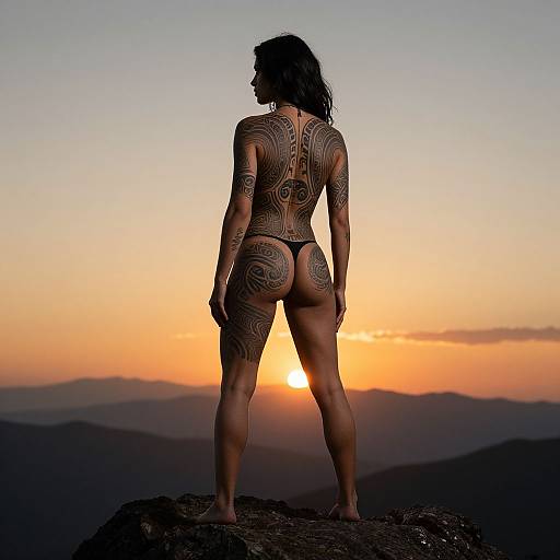 Powerful Woman with Tribal Tattoos