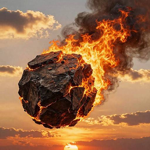 Realistic Meteor Blazing Sunset Sky
