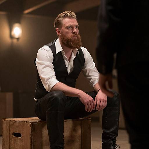 Bearded Man on Crate, Rustic Light