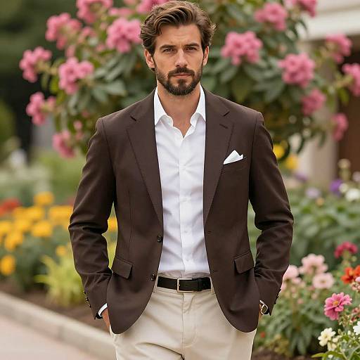 Stylish Man in Wedding Garden Portrait