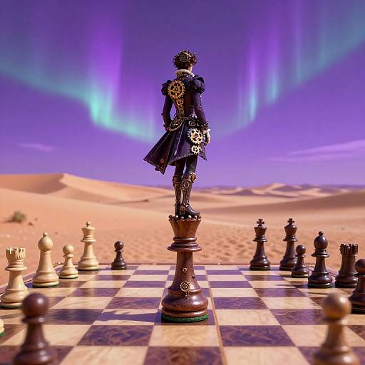 Surreal Steampunk Chessboard Dreamscape
