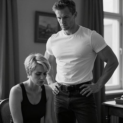 Serious Moment Between Man and Woman Indoors