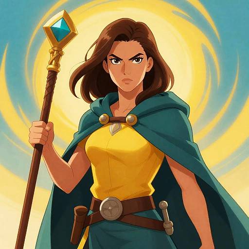 Confident Fantasy Woman with Staff