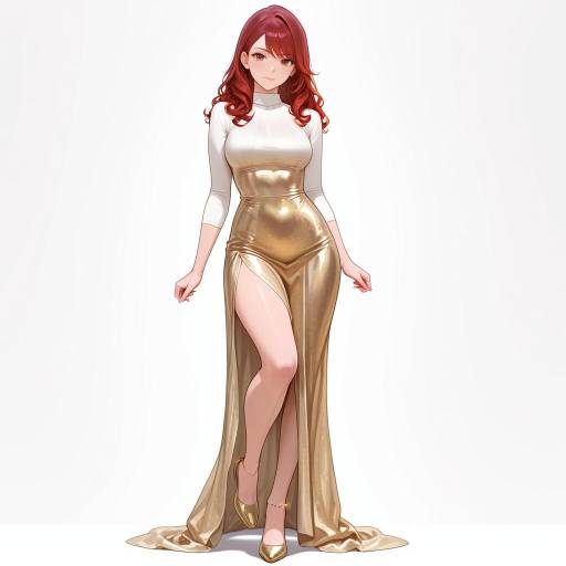 Elegant Athletic Woman in Flowing Dress Elegant Athletic Woman in Flowing Dress