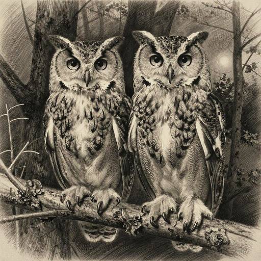 Hyperrealistic Owls on Twisted Branch