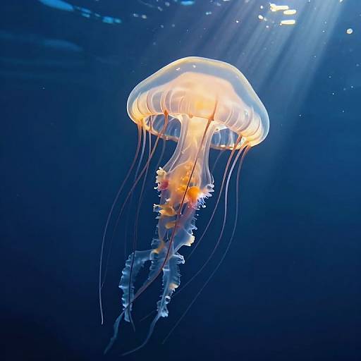 3D Jellyfish in Sunlit Abyss