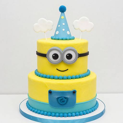 Minion-Themed Two-Tier Birthday Cake